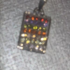 Nwt brass multi gemstone pendant on 18 in silver necklace